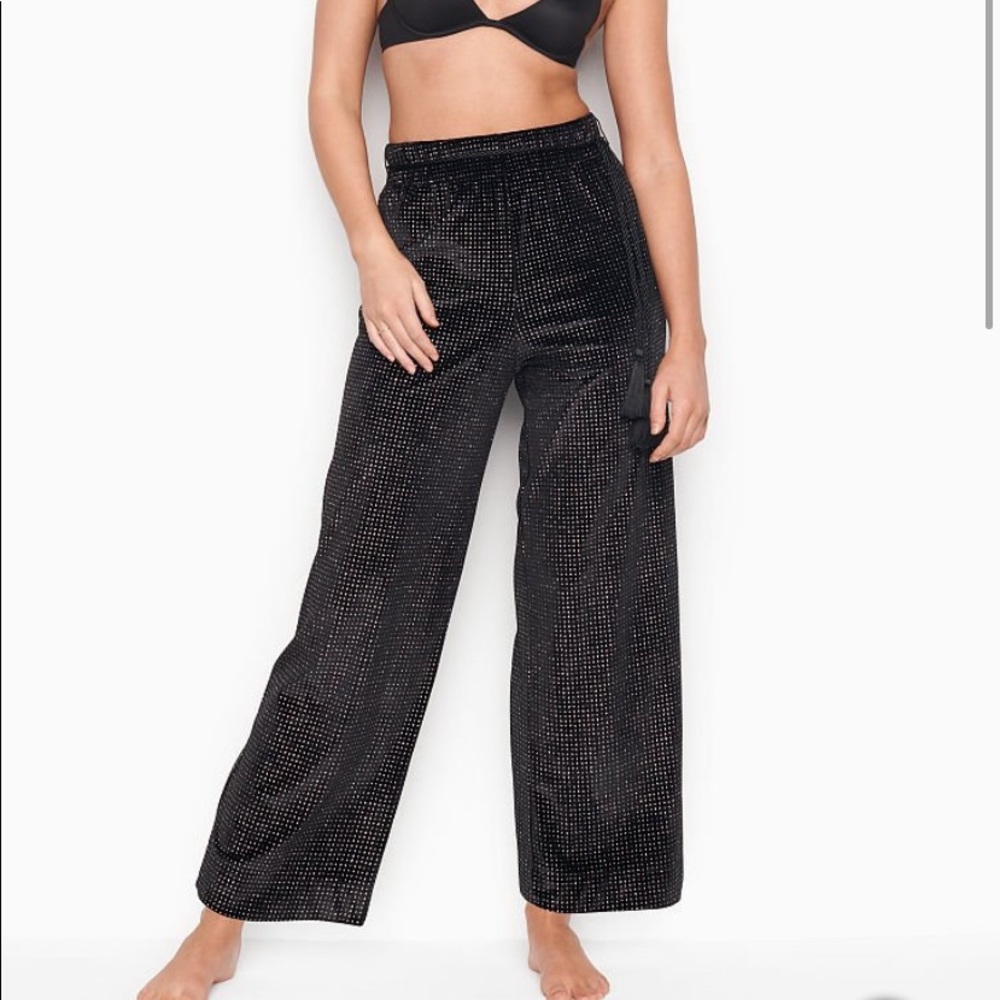 victoria's secret glitter velvet rope tie pants